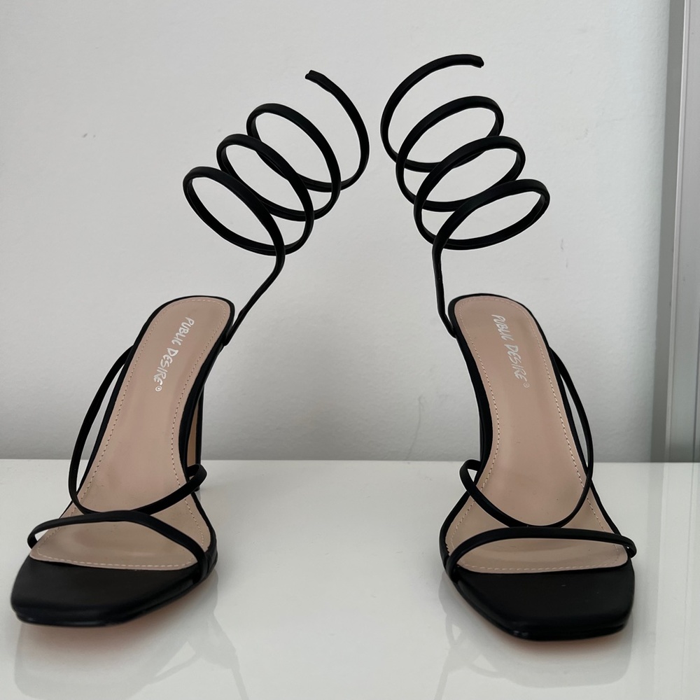 Public Desire Spiral Black Heels